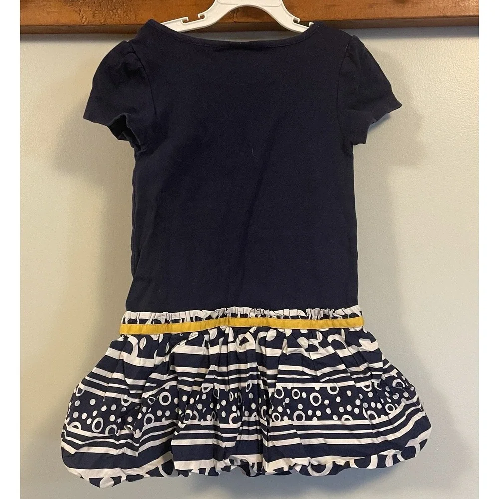 Gymboree Cape Cod Cutie Cotton Dress Size 6 Blue White‎ Yellow Drop Waist
